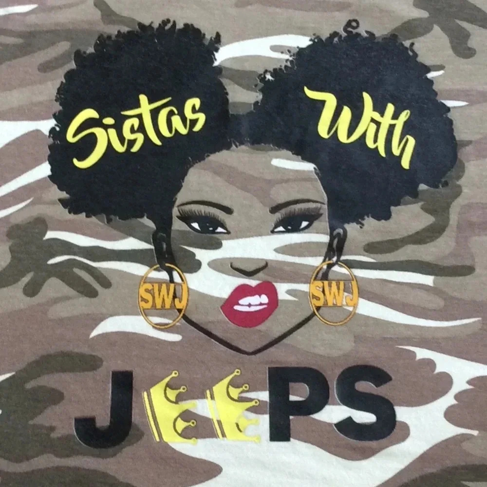 Sisters With Jeeps Camouflage T-Shirt
